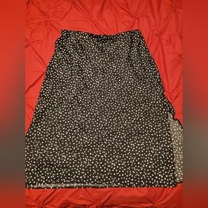 a new day Black Midi Skirt with White Heart Print